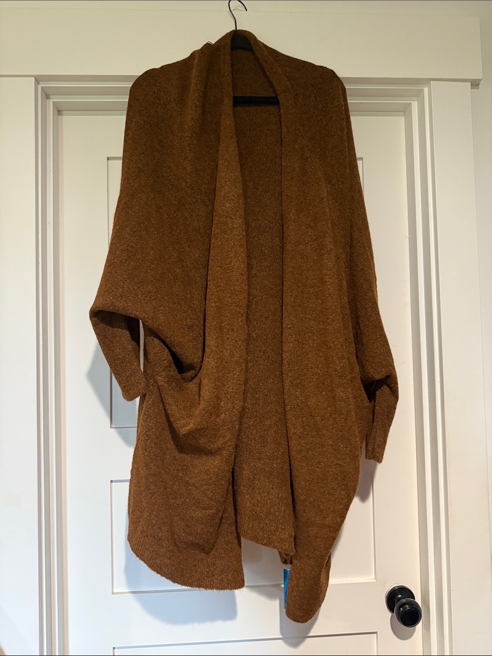 Cupshe Draped Open-Front Cardigan in Rust Brown